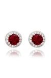 Suzy Levian Cz Halo Stud Earrings