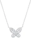 Suzy Levian Cz Jewelry Suzy Levian Gala Collection Silver Cz Butterfly Necklace In Silver