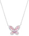 Suzy Levian Cz Jewelry Suzy Levian Gala Collection Silver Cz Butterfly Necklace In Silver