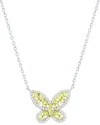 Suzy Levian Cz Jewelry Suzy Levian Gala Collection Silver Cz Butterfly Necklace In Metallic