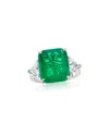 Suzy Levian Cz Jewelry Suzy Levian Gala Collection Silver Cz Cocktail Ring In Green