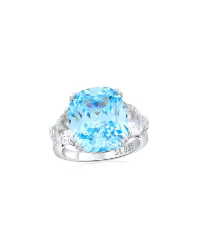 Suzy Levian Cz Jewelry Suzy Levian Gala Collection Silver Cz Cocktail Ring In Metallic