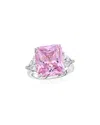 Suzy Levian Cz Jewelry Suzy Levian Gala Collection Silver Cz Cocktail Ring In Pink
