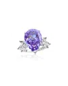 Suzy Levian Cz Jewelry Suzy Levian Gala Collection Silver Cz Cocktail Ring In Purple