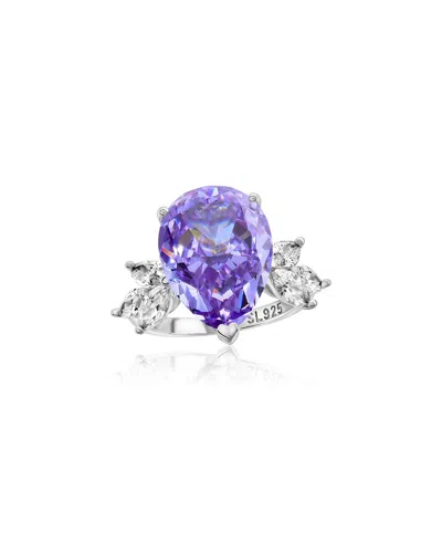 Suzy Levian Cz Jewelry Suzy Levian Gala Collection Silver Cz Cocktail Ring In Purple