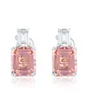 Suzy Levian Cz Jewelry Suzy Levian Gala Collection Silver Cz Drop Earrings In Pink