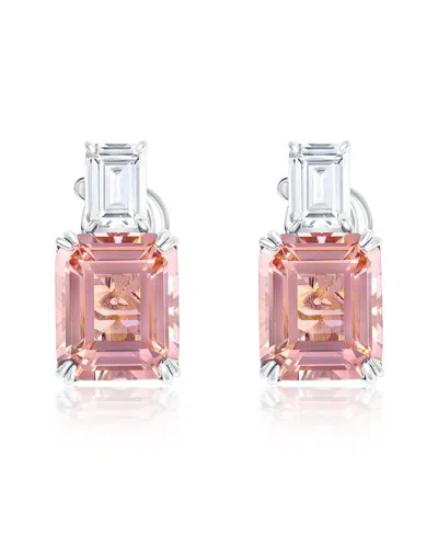 Suzy Levian Cz Jewelry Suzy Levian Gala Collection Silver Cz Drop Earrings In Pink