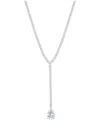 Suzy Levian Cz Jewelry Suzy Levian Gala Collection Silver Cz Lariat Necklace In Metallic