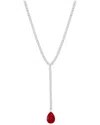Suzy Levian Cz Jewelry Suzy Levian Gala Collection Silver Cz Lariat Necklace In Metallic