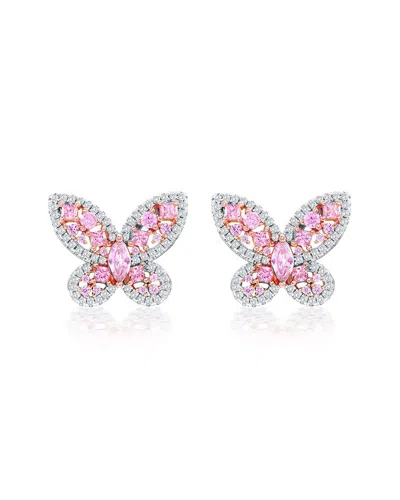 Suzy Levian Cz Jewelry Suzy Levian Gala Collection Silver Cz Stud Earrings In Pink