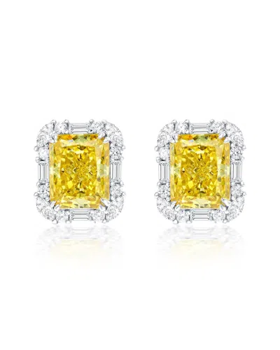 Suzy Levian Cz Jewelry Suzy Levian Gala Collection Silver Cz Stud Earrings In Yellow