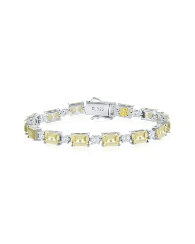 Suzy Levian Cz Jewelry Suzy Levian Gala Collection Silver Cz Tennis Bracelet In Yellow