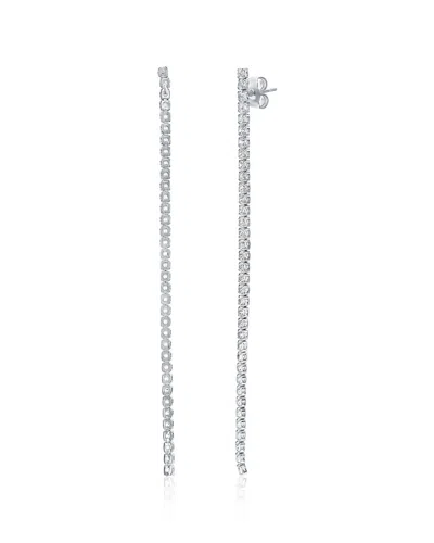 Suzy Levian Cz Jewelry Suzy Levian Gala Collection Silver Cz Tennis Dangle Earrings In Metallic
