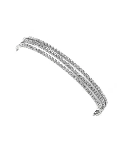Suzy Levian Cz Jewelry Suzy Levian Silver Cz 3 Strand Bracelet In Metallic