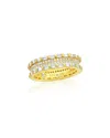 Suzy Levian Cz Jewelry Suzy Levian Silver Cz Baguette Framed Eternity Ring In Gold