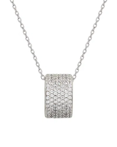 Suzy Levian Cz Jewelry Suzy Levian Silver Cz Barrel Necklace In Metallic
