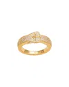 Suzy Levian Cz Jewelry Suzy Levian Silver Cz Buckle Ring In Gold