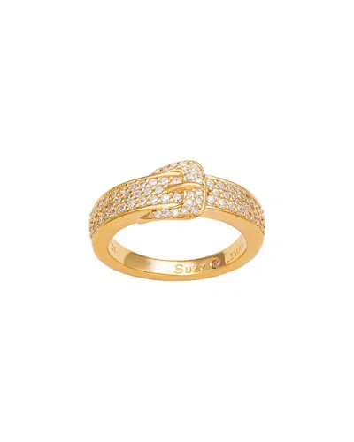 Suzy Levian Cz Jewelry Suzy Levian Silver Cz Buckle Ring In Gold