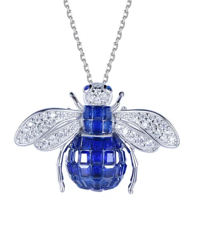 Suzy Levian Cz Jewelry Suzy Levian Silver Cz Bumble Bee Necklace In Blue