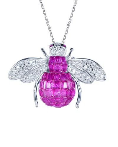 Suzy Levian Cz Jewelry Suzy Levian Silver Cz Bumble Bee Necklace In Purple