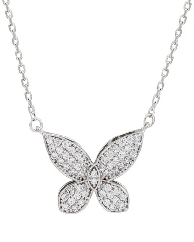 Suzy Levian Cz Jewelry Suzy Levian Silver Cz Butterfly Necklace In Metallic