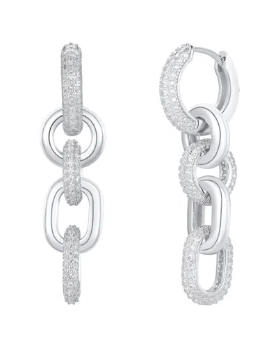 Suzy Levian Cz Jewelry Suzy Levian Silver Cz Chain Link Drop Dangle Earrings In Metallic