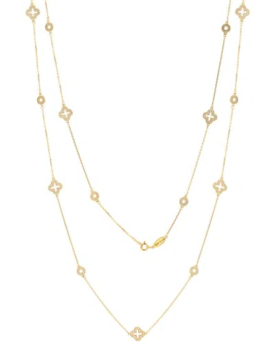 Suzy Levian Cz Jewelry Suzy Levian Silver Cz Clover Circle Station Necklace