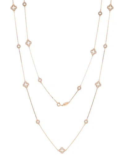 Suzy Levian Cz Jewelry Suzy Levian Silver Cz Clover Circle Station Necklace In Gold