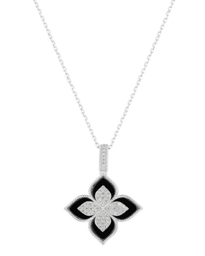 Suzy Levian Cz Jewelry Suzy Levian Silver Cz Clover Pendant In Black