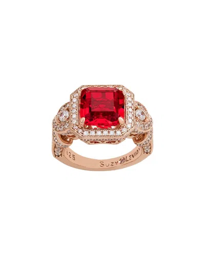 Suzy Levian Cz Jewelry Suzy Levian Silver Cz Cocktail Ring In Gold
