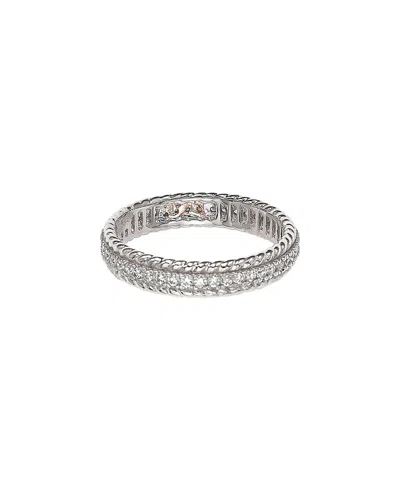 Suzy Levian Cz Jewelry Suzy Levian Silver Cz Filigree Stackable Eternity Ring In Metallic
