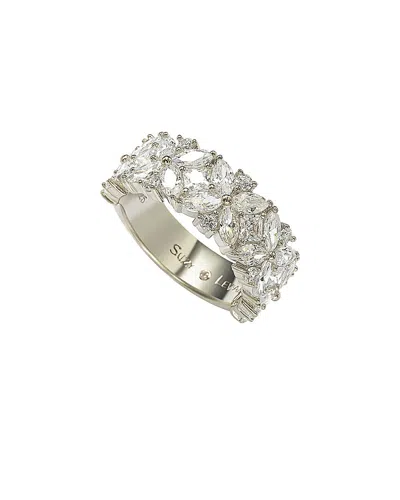 Suzy Levian Cz Jewelry Suzy Levian Silver Cz Floral Eternity Ring
