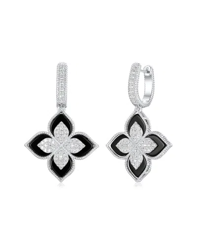 Suzy Levian Cz Jewelry Suzy Levian Silver Cz Flower Clover Dangle Earrings In Metallic