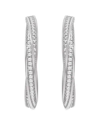 Suzy Levian Cz Jewelry Suzy Levian Silver Cz Hoops In Metallic