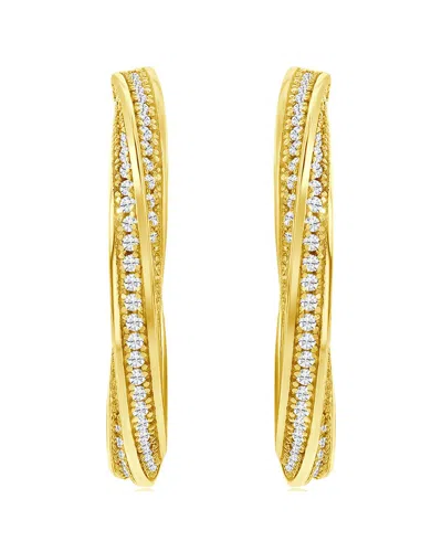 Suzy Levian Cz Jewelry Suzy Levian Silver Cz Hoops In Gold