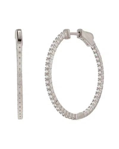 Suzy Levian Cz Jewelry Suzy Levian Silver Cz Hoops In Metallic