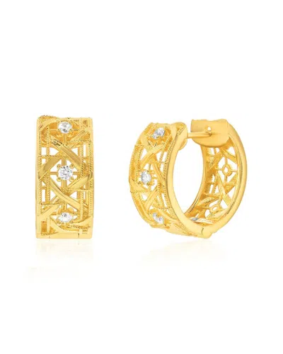 Suzy Levian Cz Jewelry Suzy Levian Silver Cz Huggie Earrings In Gold