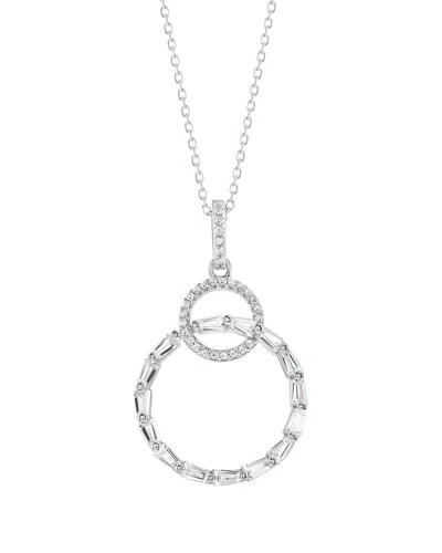 Suzy Levian Cz Jewelry Suzy Levian Silver Cz Interlocking Circle Necklace In Metallic