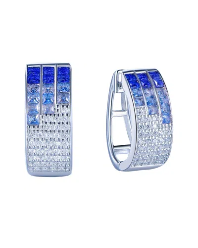 SUZY LEVIAN CZ JEWELRY SUZY LEVIAN SILVER CZ INVISIBLE SETTING HUGGIE EARRINGS