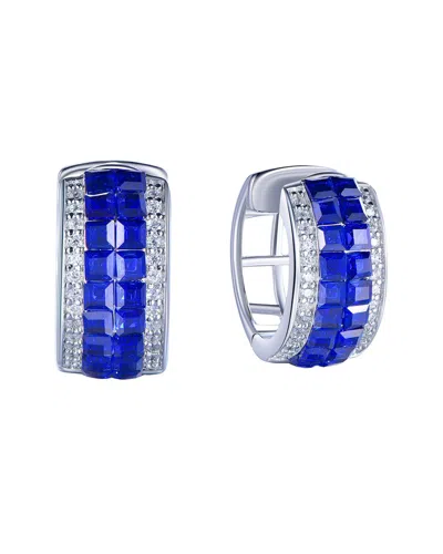 Suzy Levian Cz Jewelry Suzy Levian Silver Cz Invisible Setting Huggie Earrings In Metallic