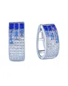 Suzy Levian Cz Jewelry Suzy Levian Silver Cz Invisible Setting Huggie Earrings In Blue