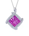 Suzy Levian Cz Jewelry Suzy Levian Silver Cz Invisible Setting Necklace In Pink