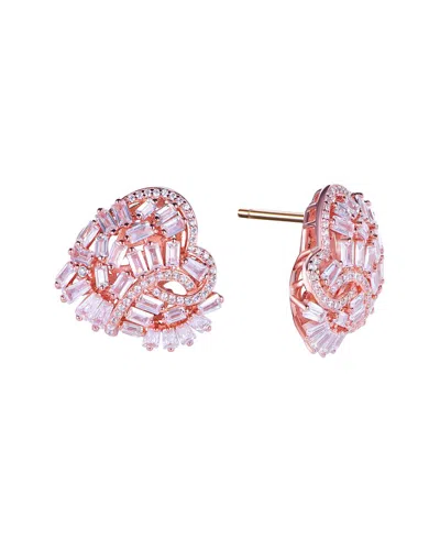 Suzy Levian Cz Jewelry Suzy Levian Silver Cz Large Cluster Heart Earrings In Gold