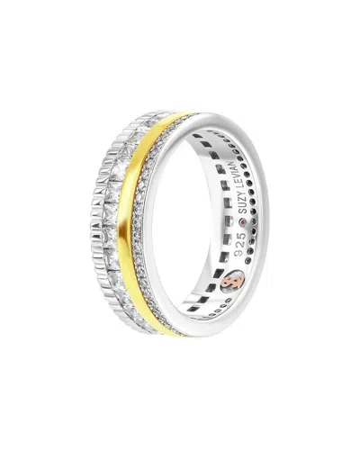 Suzy Levian Cz Jewelry Suzy Levian Silver Cz Multi Stack Row Eternity Ring In Metallic