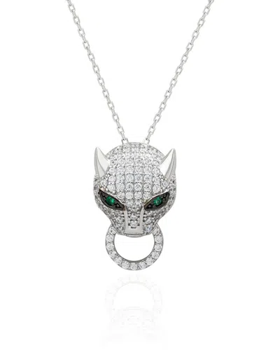 Suzy Levian Cz Jewelry Suzy Levian Silver Cz Panther Necklace In Metallic