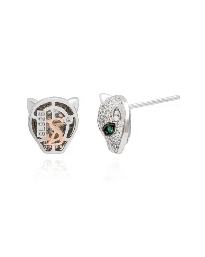Suzy Levian Cz Jewelry Suzy Levian Silver Cz Panther Stud Earrings In Metallic