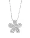 Suzy Levian Cz Jewelry Suzy Levian Silver Cz Pave Flower Necklace In Metallic
