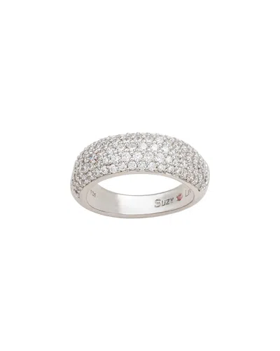 Suzy Levian Cz Jewelry Suzy Levian Silver Cz Thick Pave Half-eternity Ring In Metallic