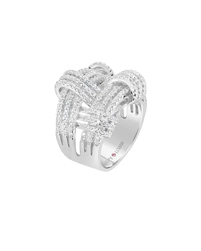 Suzy Levian Cz Jewelry Suzy Levian Silver Cz Weaving Wide Band Ring