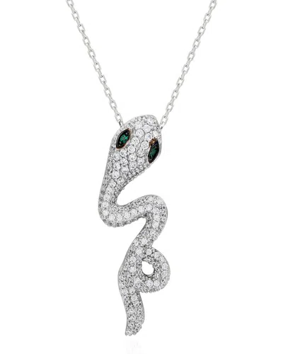 Suzy Levian Cz Jewelry Suzy Levian Silver Cz Wild Snake Necklace In Metallic
